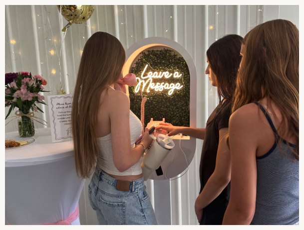 Guests leaving an audio message at the phone booth
